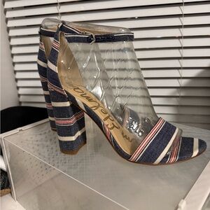 Sam Edelman Yaro Navy and Red Striped Heels